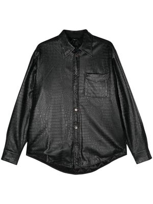 4SDESIGNS reptile-texture faux-leather shirt - Black