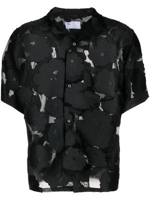 4SDESIGNS sheer floral-embroidered shirt - Black