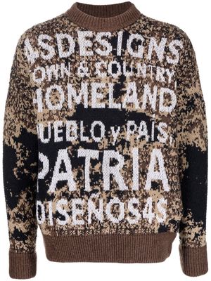 4SDESIGNS slogan intarsia-knit sweatshirt - Brown