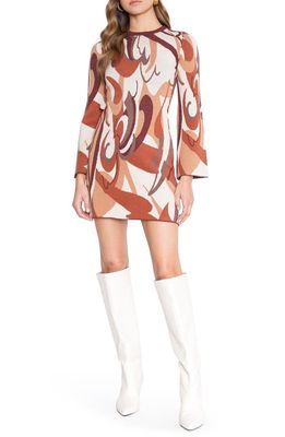 4SI3NNA Cecille Long Sleeve Sweater Dress in Brown Multi