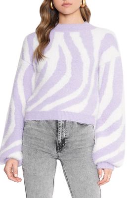 4SI3NNA Corette Zebra Eyelash Sweater in Ivory Purple