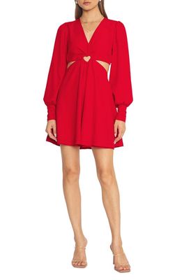 4SI3NNA Hart Cutout Detail Long Sleeve Dress in Red