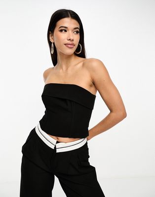 4th & Reckless bandeau button back corset top in black