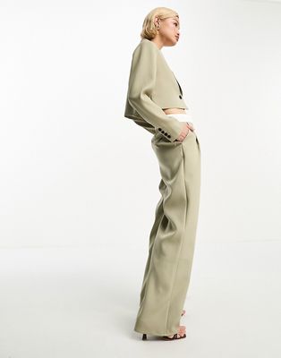 4th & Reckless contrast waistband pants in khaki - part of a set-Green
