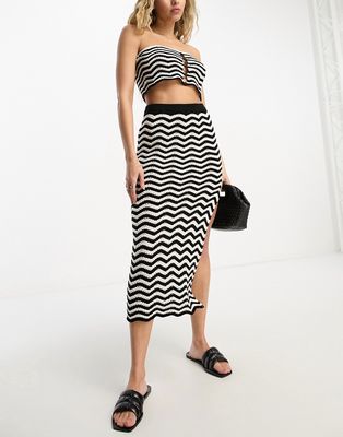 4th & Reckless island crochet skirt in black & white - part of a set-Multi