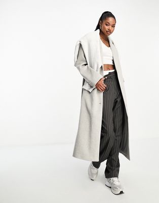 4th & Reckless longline wool look formal coat in gray