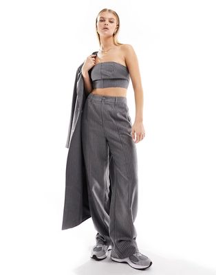 4th & Reckless myra tailored pants in gray pinstripe - part of a set