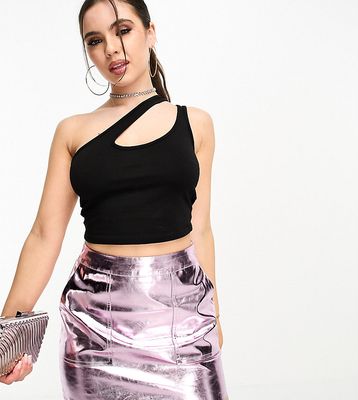 4th & Reckless Petite exclusive metallic leather look mini skirt in pink