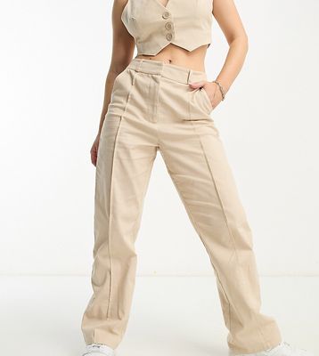 4th & Reckless Petite exclusive tailored pants in stone - part of a set-Neutral