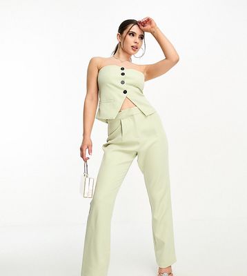 4th & Reckless Petite exclusive tailored side split pants in green - part of a set