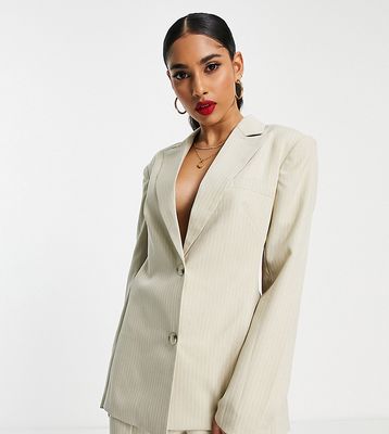 4th & Reckless Petite twist back tailored blazer in beige - part of a set-Neutral