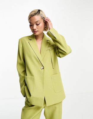 4th & Reckless pocket detail blazer in green - part of a set