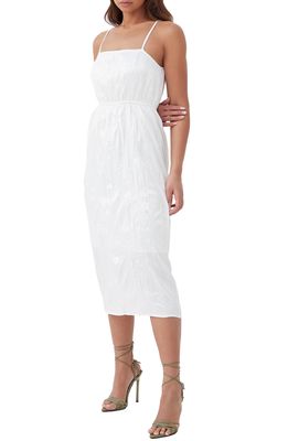 4th & Reckless Rian Crinkle Satin Midi Dress in White Crinkle