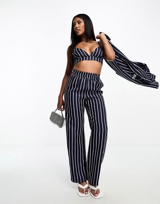 4th & Reckless stripe high rise pants in navy - part of a set