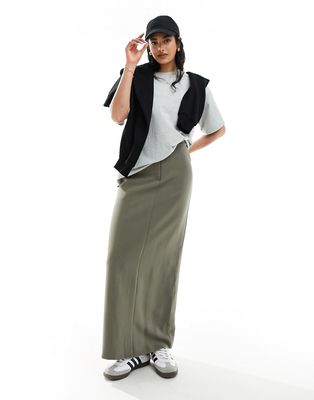 4th & Reckless tailored column maxi skirt in olive-Green