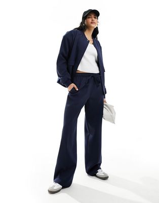 4th & Reckless tailored drawstring straight leg pants in navy - part of a set