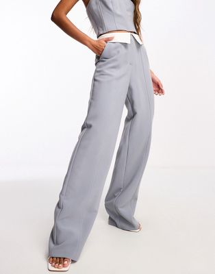 4th & Reckless tailored folded waist pants in blue - part of a set
