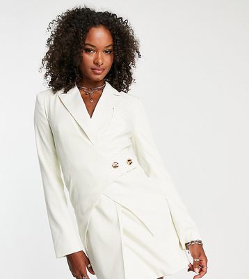 4th & Reckless Tall exclusive tailored panel detail blazer dress in ecru-Neutral