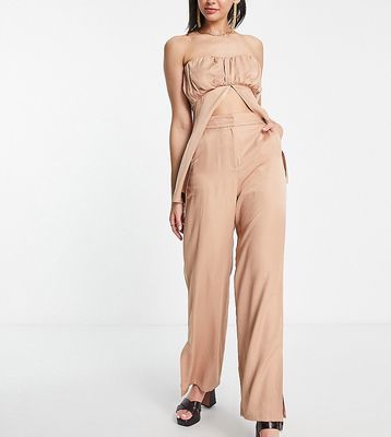 4th & Reckless Tall satin pants in nude-Neutral