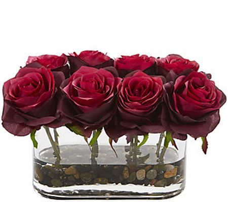 5.5" Blooming Roses in Vase Arrangement by Near ly Natural