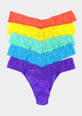 5-Pack Original-Rise Multicolor Lace Thongs