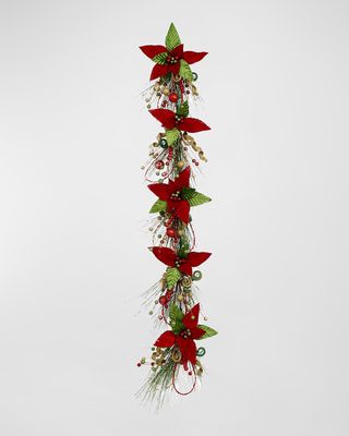 5' Poinsettia Christmas Garland