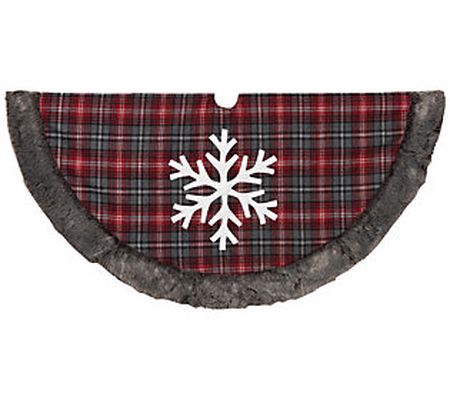 50-in D Buffalo Plaid Tree Skirt w/Snowflake by Gerson Co