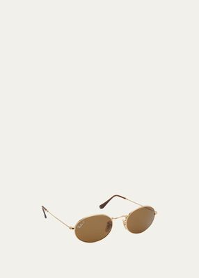 51mm Oval Metal Polarized Sunglasses
