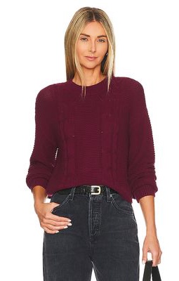 525 Cable Pullover Sweater in Wine