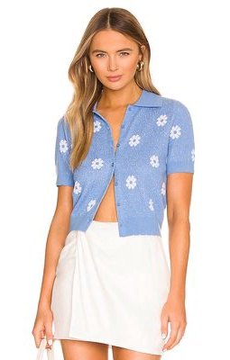 525 Collared Daises Top in Baby Blue