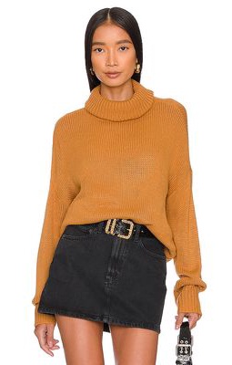 525 Easy Turtleneck Pullover Sweater in Tan
