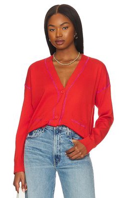 525 Exposed Coverstitch Cardigan in Red