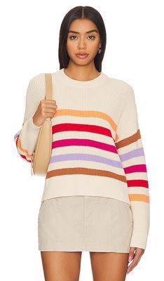 525 Ida Button Shoulder Rib Pullover Sweater in Cream