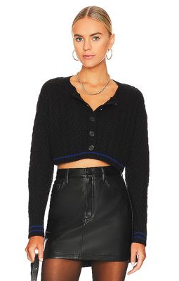 525 Lattice Cable Tipped Cardi in Black