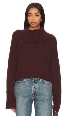 525 Lily Split Turtleneck Sweater in Chocolate