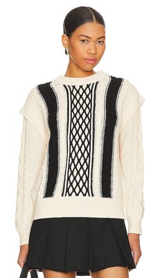 525 Nia Shoulder Trim Pullover Sweater in Cream