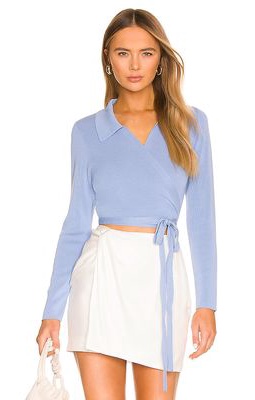 525 Polo Wrap Top in Baby Blue