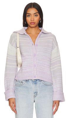 525 Suzanne Ombre Chunky Collar Cardigan in Lavender