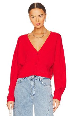 525 Thick Thin Cardigan in Red