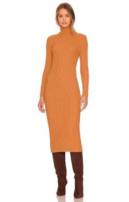 525 Turtleneck Cable Midi Dress in Brown