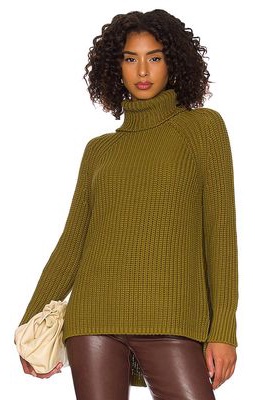 525 Turtleneck Shaker Pullover Sweater in Olive