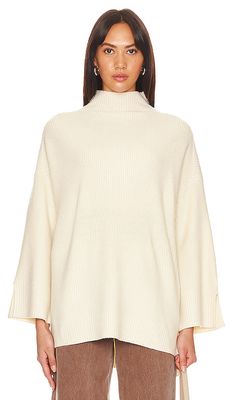 525 Wilhelmina Funnel Neck Tunic Pullover Sweater in Cream