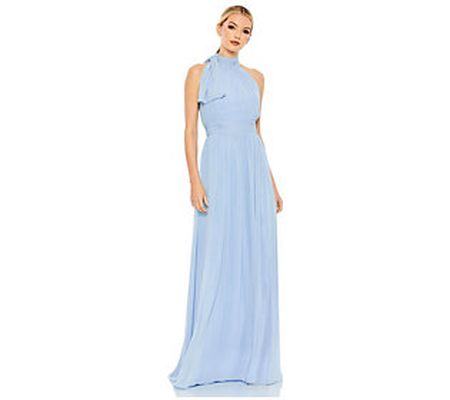 55035 - Powder Blue - A Line Gown with High Nec kline