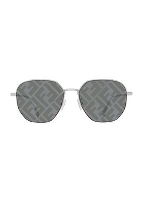 55MM Logo Round Metal Sunglasses