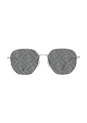 55MM Logo Round Sunglasses