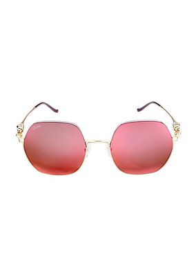 58MM Panthère de Cartier Hexagonal Sunglasses