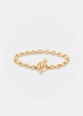 5mm Open Link Bracelet with White Diamond Toggle in 18K Gold