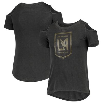 5TH AND OCEAN BY NEW ERA Girls Youth 5th & Ocean by New Era Black LAFC Cold Shoulder T-Shirt