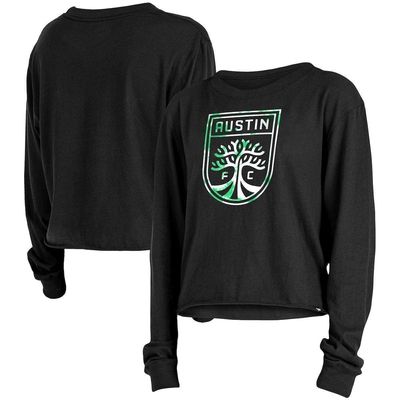 5TH AND OCEAN BY NEW ERA Women's 5th & Ocean by New Era Black Austin FC Cropped Long Sleeve T-Shirt