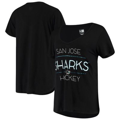 5TH AND OCEAN BY NEW ERA Women's 5th & Ocean by New Era Black San Jose Sharks Wordmark V-Neck T-Shirt